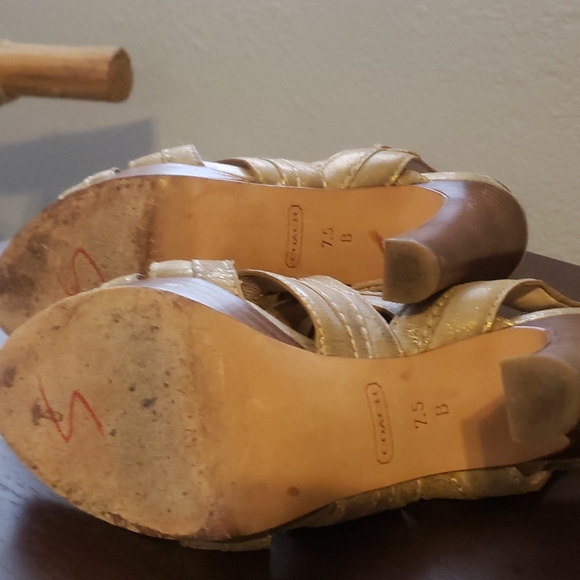 Coach Brynne Leather Strappy Sandal Chunky Heels - Picture 10 of 12